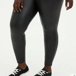 Torrid Faux Leather Quilted Hem Leggings Size 1X
